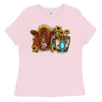 Bubblegum Pink sunflower coffee cup red angus gemstone Ladies Tee - JahusDesignShop