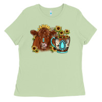Matcha sunflower coffee cup red angus gemstone Ladies Tee - JahusDesignShop