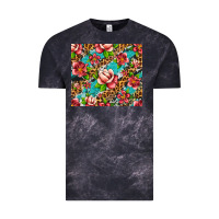 Cloud Black tropical flowers Vintage Tee - Artiststas
