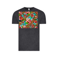 Vintage Black tropical flowers Vintage Tee - Artiststas