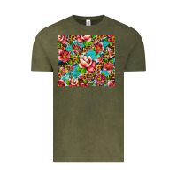 Vintage Olive tropical flowers Vintage Tee - Artiststas