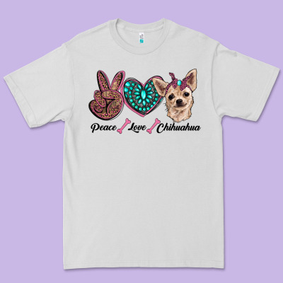 Peace Love Chihuahua Premium Tee Designed By Ranaportraitstore