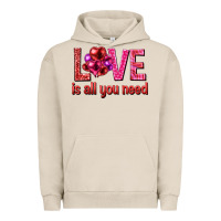 Pigment French Oak Love is all you need Valentine's Day Urban Hoodie - HowdyJamesFarm