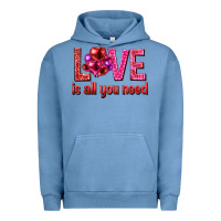 Pigment Pebble Blue Love is all you need Valentine's Day Urban Hoodie - HowdyJamesFarm