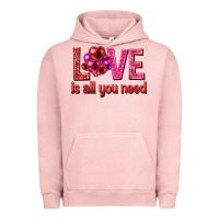 Pigment Salmon Love is all you need Valentine's Day Urban Hoodie - HowdyJamesFarm
