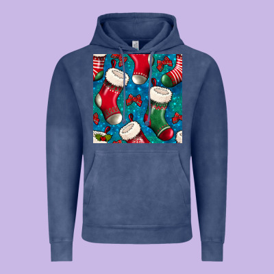 Christmas Socks Seamless Pattern Vintage Hoodie Designed By Bundleandbundleshop