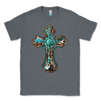 Charcoal Heather western cross Classic Tee - BarkalooDesign