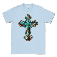 Dusty Blue western cross Classic Tee - BarkalooDesign