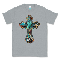 Heather Grey western cross Classic Tee - BarkalooDesign