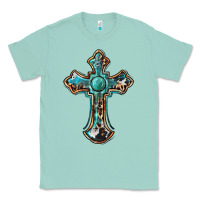 Seafoam western cross Classic Tee - BarkalooDesign