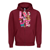Burgundy love valentines day Zipper Hoodie - NancyCooperArtShop