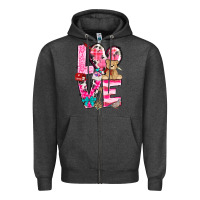 Charcoal Heather love valentines day Zipper Hoodie - NancyCooperArtShop