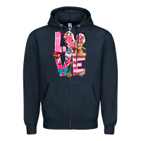 Navy love valentines day Zipper Hoodie - NancyCooperArtShop