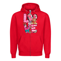 Red love valentines day Zipper Hoodie - NancyCooperArtShop