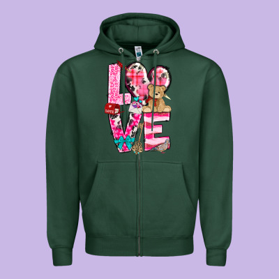 Love Valentines Day Zipper Hoodie Designed By Nancycooperartshop