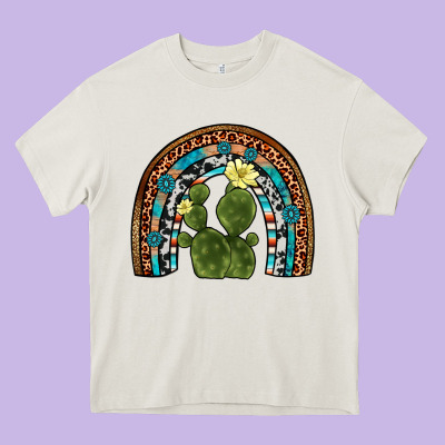 Cactus Gemstone Rainbow Heavy Core Tee Designed By Artiststas
