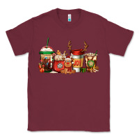 Burgundy Reindeer Christmas Coffee Cups Classic Tee - Jasminsmagicworld
