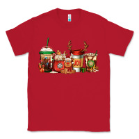 Red Reindeer Christmas Coffee Cups Classic Tee - Jasminsmagicworld