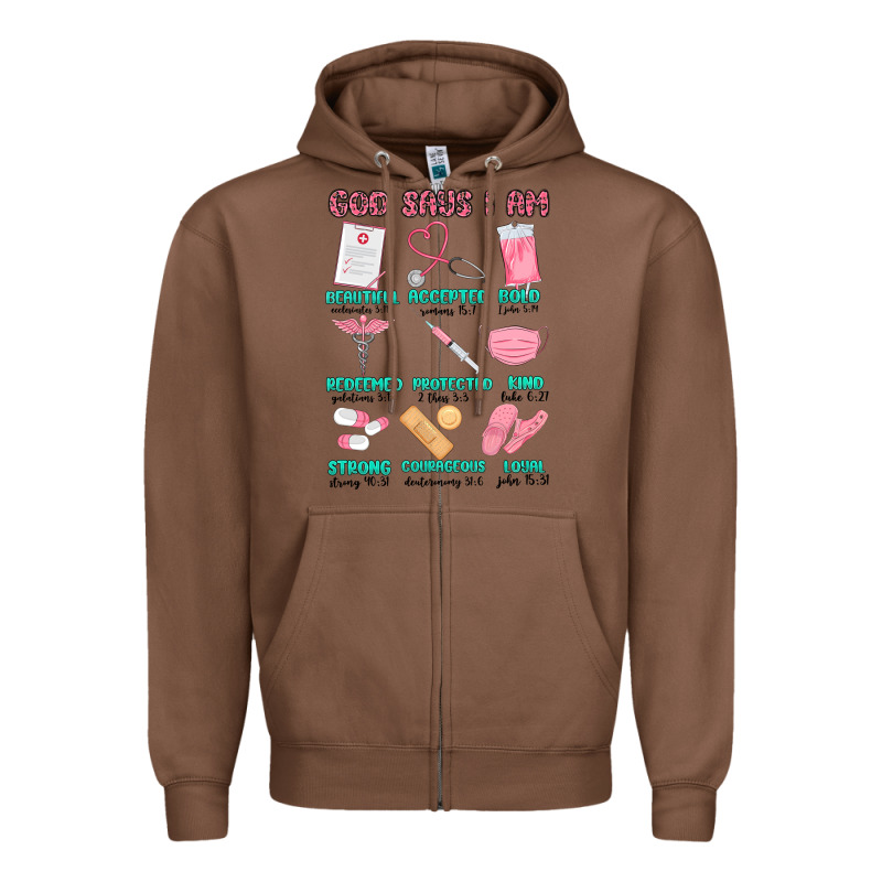 God Says I Am Nurse Zipper Hoodie by MaliasSmallBusiness | Teevron