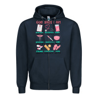 Navy god says i am nurse Zipper Hoodie - MaliasSmallBusiness