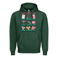 Sports Green god says i am nurse Zipper Hoodie - MaliasSmallBusiness