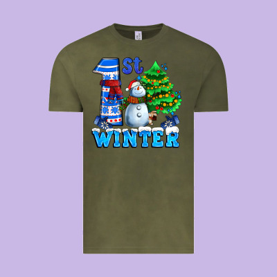First Winter With Snowman Vintage Tee Designed By Adodesignshop