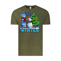 Vintage Olive first winter with snowman Vintage Tee - AdoDesignShop