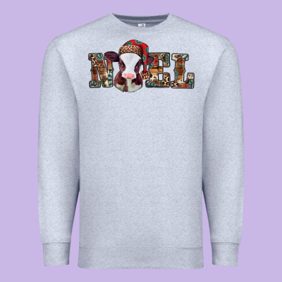 Western Christmas Baby Cow Noel Premium Sweatshirt Designed By Jasminsmagicworld
