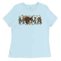 Baby Blue Mama with highland cow Ladies Tee - RanaPortraitStore