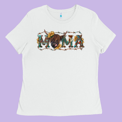 Ladies Tee Mama with highland cow