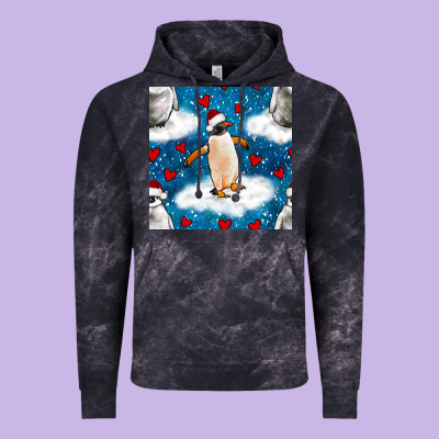 Christmas Penguin And Heart Seamless Pattern Vintage Hoodie Designed By Bundleandbundleshop