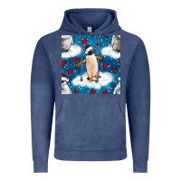 Vintage Denim christmas penguin and heart seamless pattern Vintage Hoodie - BundleAndBundleShop