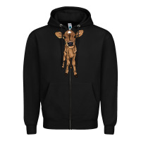 Black baby cow Zipper Hoodie - NancyCooperArtShop