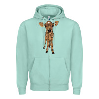 Seafoam baby cow Zipper Hoodie - NancyCooperArtShop
