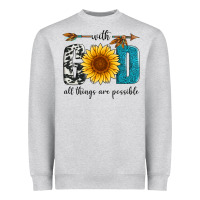 Heather Grey with god all things are possible Heavyweight Sweatshirt - Artiststas