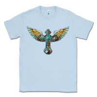 Dusty Blue western cross wings Classic Tee - BarkalooDesign