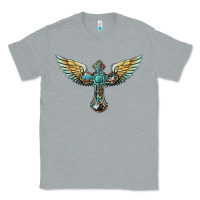 Heather Grey western cross wings Classic Tee - BarkalooDesign