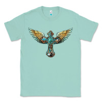 Seafoam western cross wings Classic Tee - BarkalooDesign