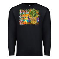 Black hello summer pineapple Premium Sweatshirt - BarkalooDesign