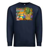 Navy hello summer pineapple Premium Sweatshirt - BarkalooDesign