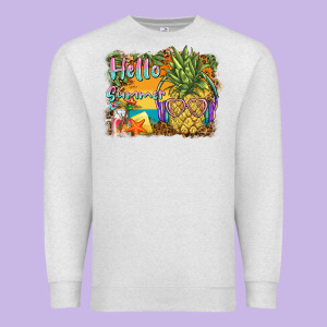 Hello Summer Pineapple Premium Sweatshirt Designed By Barkaloodesign