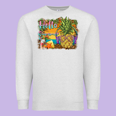 Hello Summer Pineapple Premium Sweatshirt Designed By Barkaloodesign