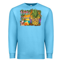Ocean Blue hello summer pineapple Premium Sweatshirt - BarkalooDesign