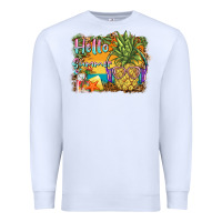 White hello summer pineapple Premium Sweatshirt - BarkalooDesign