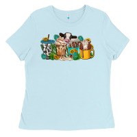 Baby Blue western cow coffee cup Ladies Tee - texasbilliewilder