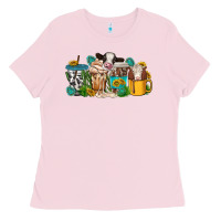 Bubblegum Pink western cow coffee cup Ladies Tee - texasbilliewilder