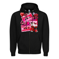 Black valentines day cassette Zipper Hoodie - NancyCooperArtShop