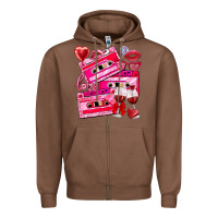 Chestnut valentines day cassette Zipper Hoodie - NancyCooperArtShop