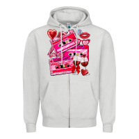 Dove Grey valentines day cassette Zipper Hoodie - NancyCooperArtShop