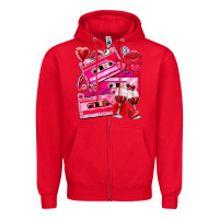 Red valentines day cassette Zipper Hoodie - NancyCooperArtShop